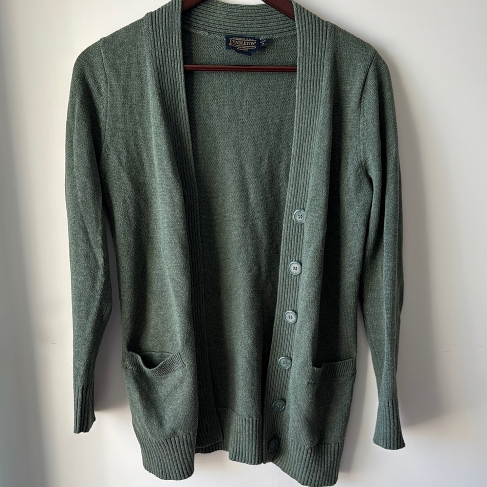 Green Button-Up Cardigan